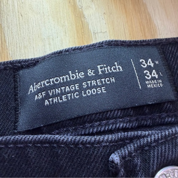A&F Abercrombie & Fitch Men’s Black Stretch Jeans 34W Athletic Loose - Picture 8 of 9